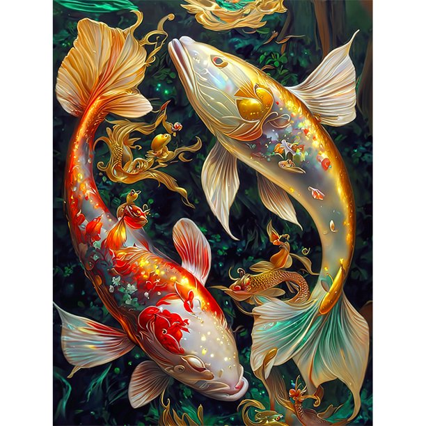 (18CTAFF-019 35x45 color) hilo algodón ecológico bordado 18CT 2 hebras impresión 35*45cm kit serie punto cruz koi
