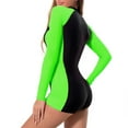 thumbnail image 5 of Alvivi Women Long Sleeve UPF 50+ Boyleg Swimsuit One Piece Shorty Wetsuit for Surf/Dive/Swim Black&Green XL, 5 of 7