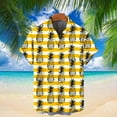 thumbnail image 2 of hopeusnice Men's Summer Shirt Pineapple Print Short Sleeve Lapel Beach Button Down Hawaiian Shirt Tops Yellow M, 2 of 5