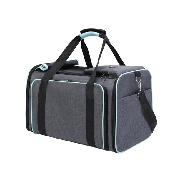 Transportín expandible para mascotas, suave, cómodo, ventilado, ligero y fácil de transportar. gris azul