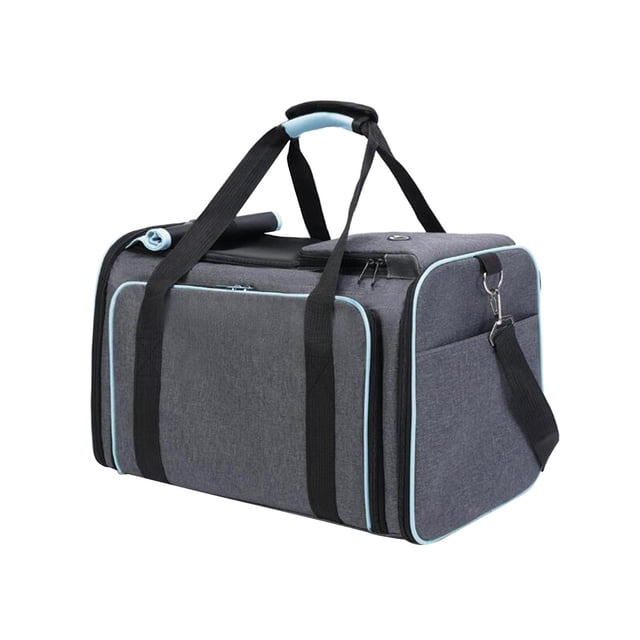 Transportín extensible para mascotas, transportador extensible para gatos, cómodo, transpirable, impermeable, lado suave, plegable para caminar, gris azul