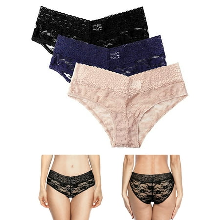 Women s Underwear Lace Panty Sexy Sheer Hipster Stretch Brief Pack of 3