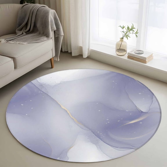 Purple Marble Round Area Rug 3Ft Washable Small Circle Rugs for Kitchen Entryway, Modern Minimalism Abstract Aesthetic Art Non-Slip Carpet Floor Mats Indoor Outdoor Carpet Runner Aesthetic Home Decor