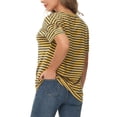 thumbnail image 4 of Sexy Dance Womens Loose Henley Striped Tunic Blouse Short Sleeve Button Down T Shirts Tie Front Knot Tops Summer Beach V-Neck Basic Tee, 4 of 4