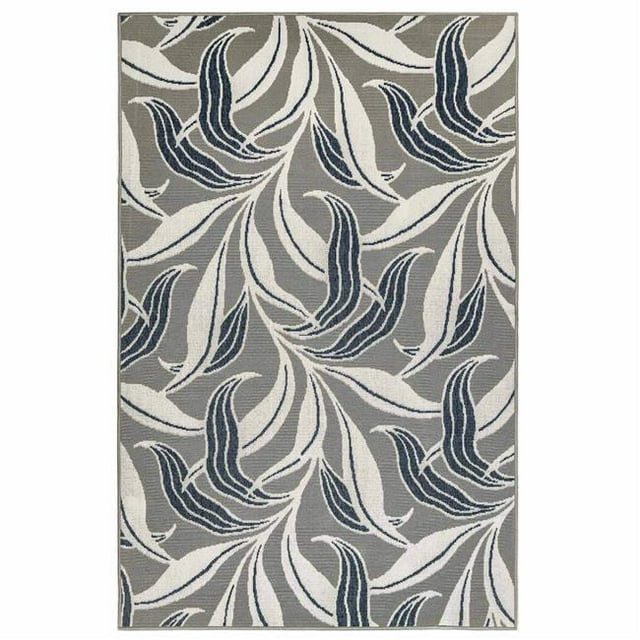 Trans-Ocean Importe RVI45764647 39 x 59 Po Liora Manne Riviera Feuille Tapis Rectangle Tissé Wilton Intérieur et Extérieur - Gris