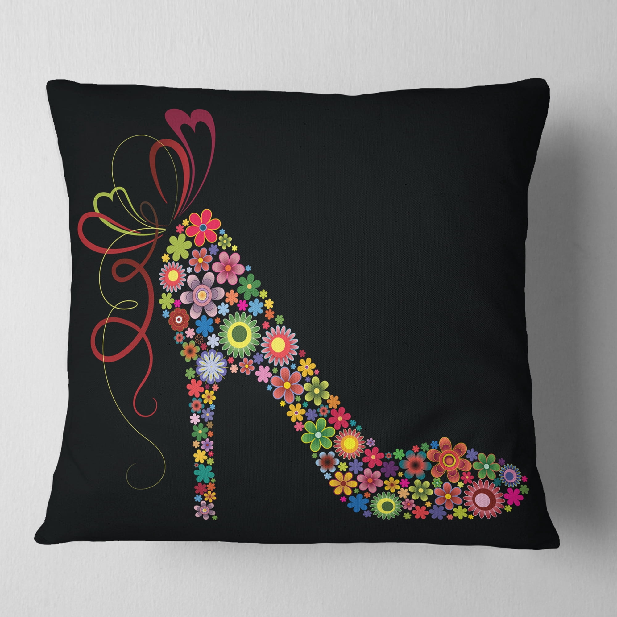 Designart Colorful Shoe with a Bow - Abstract Throw Pillow - 18x18