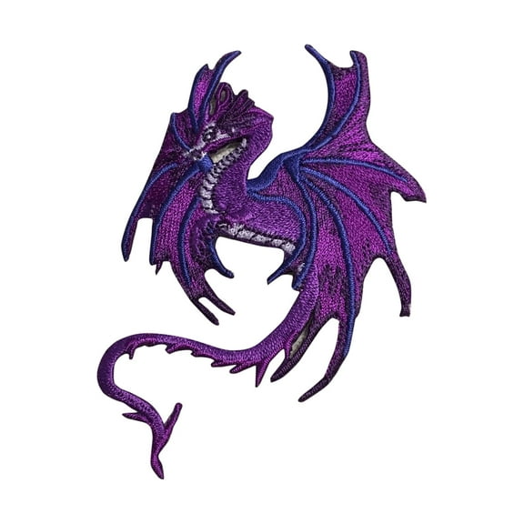 Purple Dragon - Facing Left - Legendary/Mythical/Fantasy - Iron on Applique/Embroidered Patch
