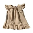 thumbnail image 1 of Robe Fille Tout-Petit Sans Manches Robes d'Été Évasées à Volants Robe Khaki Filles Robe de Fête Thé, 1 of 6