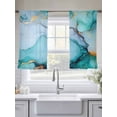 thumbnail image 6 of Turquoise Marble Semi Sheer Window Curtains 54 Inches Long, Abstract Green Modern Luxury Cracks Rod Pocket Voile Silky Chiffon Curtain Light Filtering Drapes for Living Room, 52"x54", 2 Panels, 6 of 9
