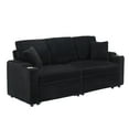 thumbnail image 6 of 80-Inch Two-In-One Folding Sofa, Foldable and Hidden Lying Function, Corduroy Fabric, Equipped with Cup Holder and Pillow, Easily Adapts to The Living Room Space (Black), 6 of 11