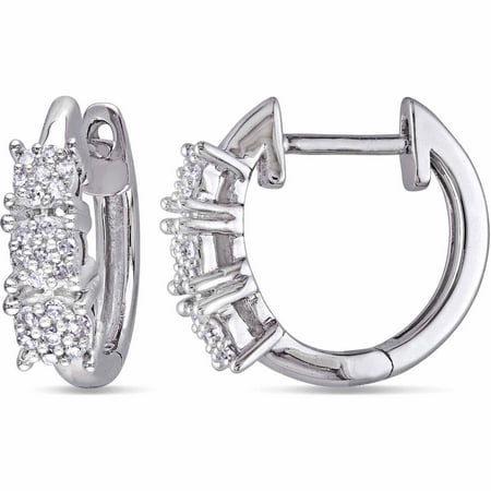 Miabella 1/6 Carat Diamond 10kt White Gold Cuff Earrings