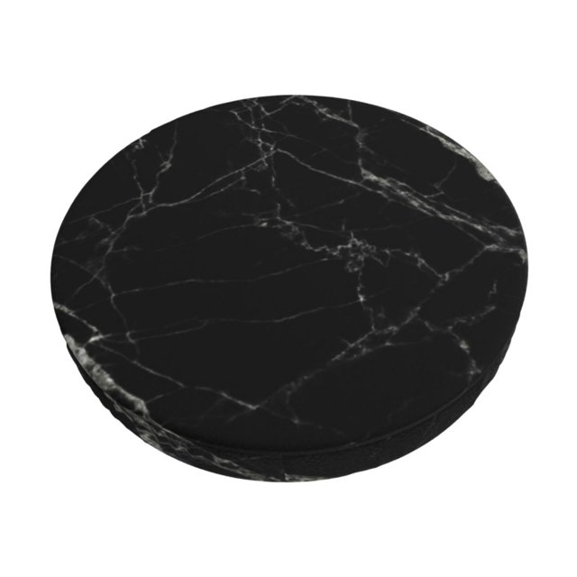 Balery Black Marble Texture Abstract Fundas de asiento para taburete de bar redondo de tela de terciopelo ajustables que protegen de arañazos y manchas para sillas de 14 a 17 pulgadas.-14 inch
