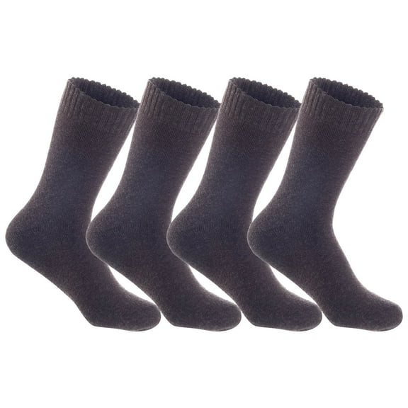 Lian LifeStyle Men's 4 Pairs Ultralight Breathable Wool Crew Socks. High Performance and Extra Comfortable LK0602 Size 6-9 Coffee