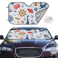 thumbnail image 2 of Uemuo Watercolor Nautical Pattern Accordion Car Windshield Sun Shade, Foldable Reflective Sun Visor for Car, Reflector Windshield Sunshade-Medium, 2 of 7