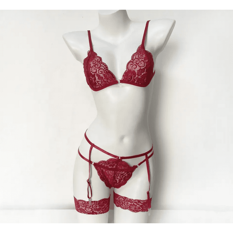 Hot Women Sexy Lingerie Set Female Lace Bra and High-waisted Panty Set 2  Piece Outfits Set 