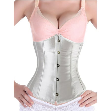 

Fashion Satin Underbust Bustier Corset Black White Party Clubwear Night Lingerie Plus Size Waist Training Corsets Tops+G-String