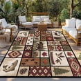 thumbnail image 2 of Country Patch Plaid Outdoor Rug for Patio/Deck/Porch, Non-Slip Large Area Rug 6 x 9 Ft, Brown Farmhouse Retro Bear Deer Cabin Indoor Outdoor Rugs Washable Area Rugs, Camping Rug Carpet Runner, 2 of 8