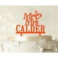 thumbnail image 1 of Mr & Mrs Wedding Cake Topper Personalized Orange Cake Topper Color Option Available 5-7 Inches Wide, 1 of 1