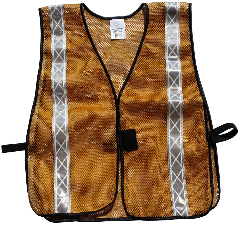 Soft Mesh Gold Safety Vests with Silver Stripes