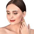 thumbnail image 6 of Sunsoul by Touchstone Indian bollywood white fuchsia fish designer jewelry earrings in antique gold tone for women, 6 of 6