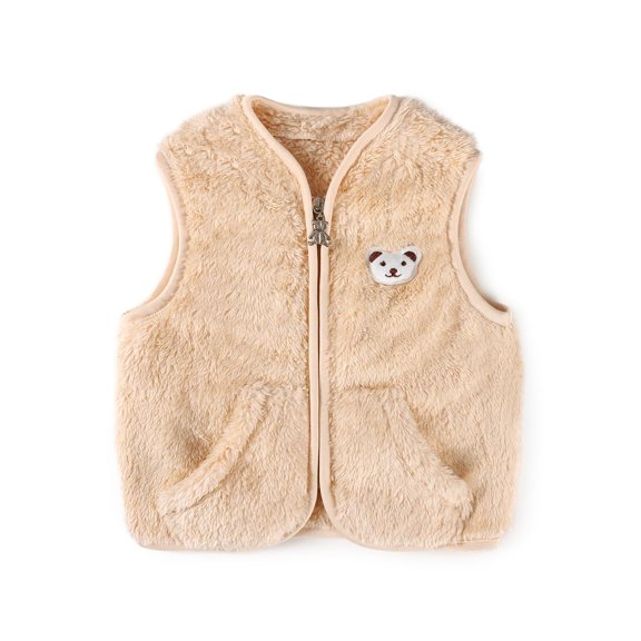 GYRATEDREAM Baby Boys Girls Fleece Vest Zip Up Cute Bear Jackets Fuzzy Fall Winter Warm Clothes Newborn Outwear for Toddler Infant 0-3Y