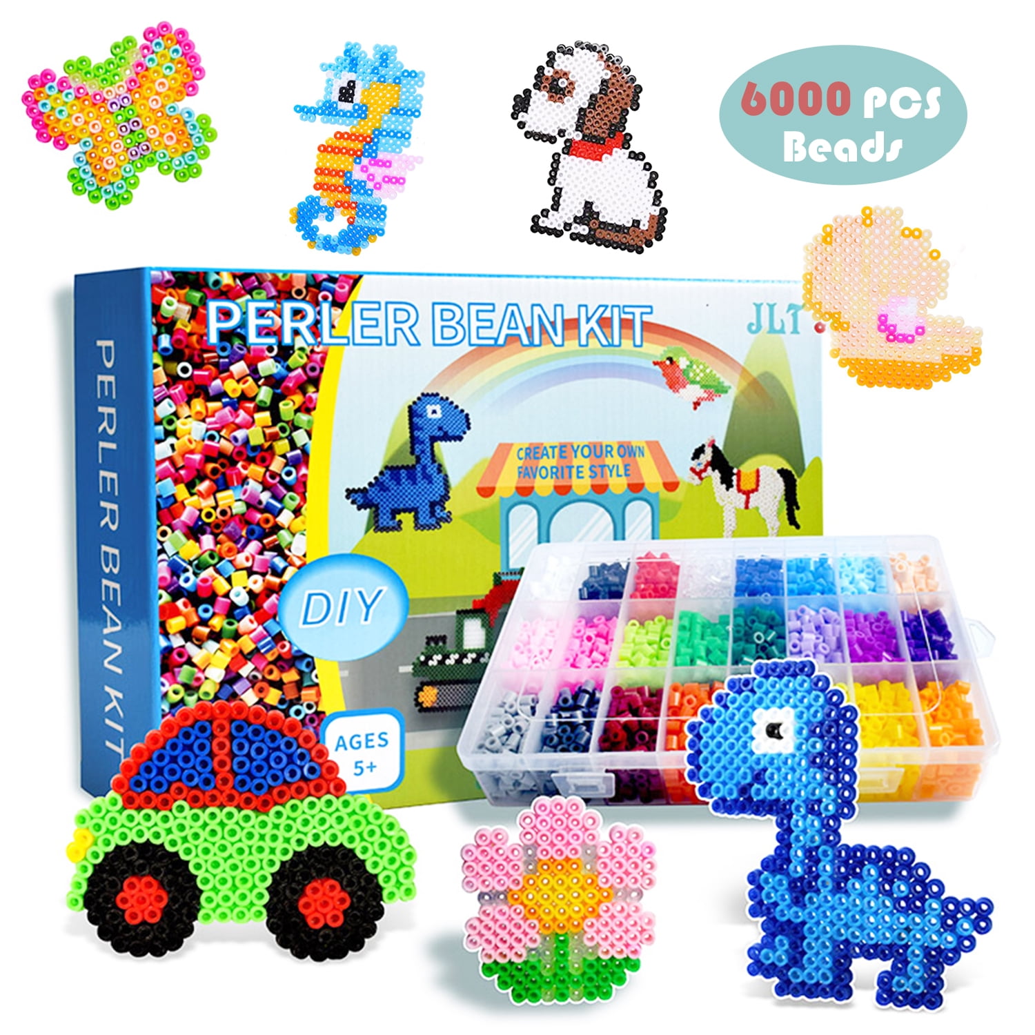 SytleCarry Fuse Beads for Kids Craft Art, 6000 Pcs 24 Colors Arts and