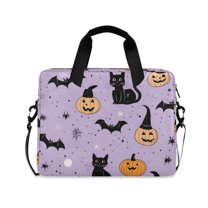 FORMRS 16" Laptop Sleeve Bag Carrying Case with Handle Travel Shoulder Briefcase, Light Purple Halloween Black Cat