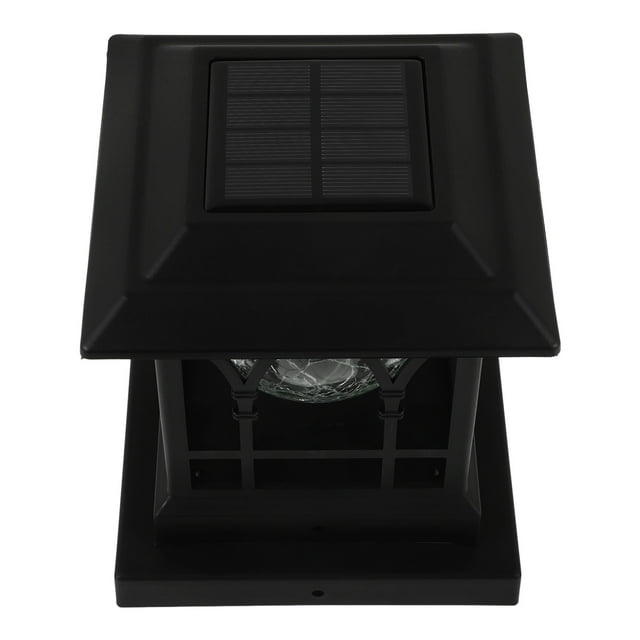 OULII Black Solar Powered Fence Post Light for Outdoor Landscape Lighting and Garden Decor