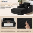 thumbnail image 4 of 68" Oversized Chaise Lounge Chair Indoor, Holaki Corduroy Upholstered Boneless Sofa Bed with 2 Cup Holder & Throw Pillow, Comfy Cloud Sofas Couch for Living Room, No Assembly Required, Black, 4 of 8