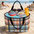 thumbnail image 2 of Orange Black Plaid Beach Bag for Women, Large Breathable Mesh Beach Tote Bag, Farmhouse Orange Black Checkered Sandproof Lightweight Travel Bags for Vacation Picnic Swimming Pool 15.7"x15.7"x9.1", 2 of 9