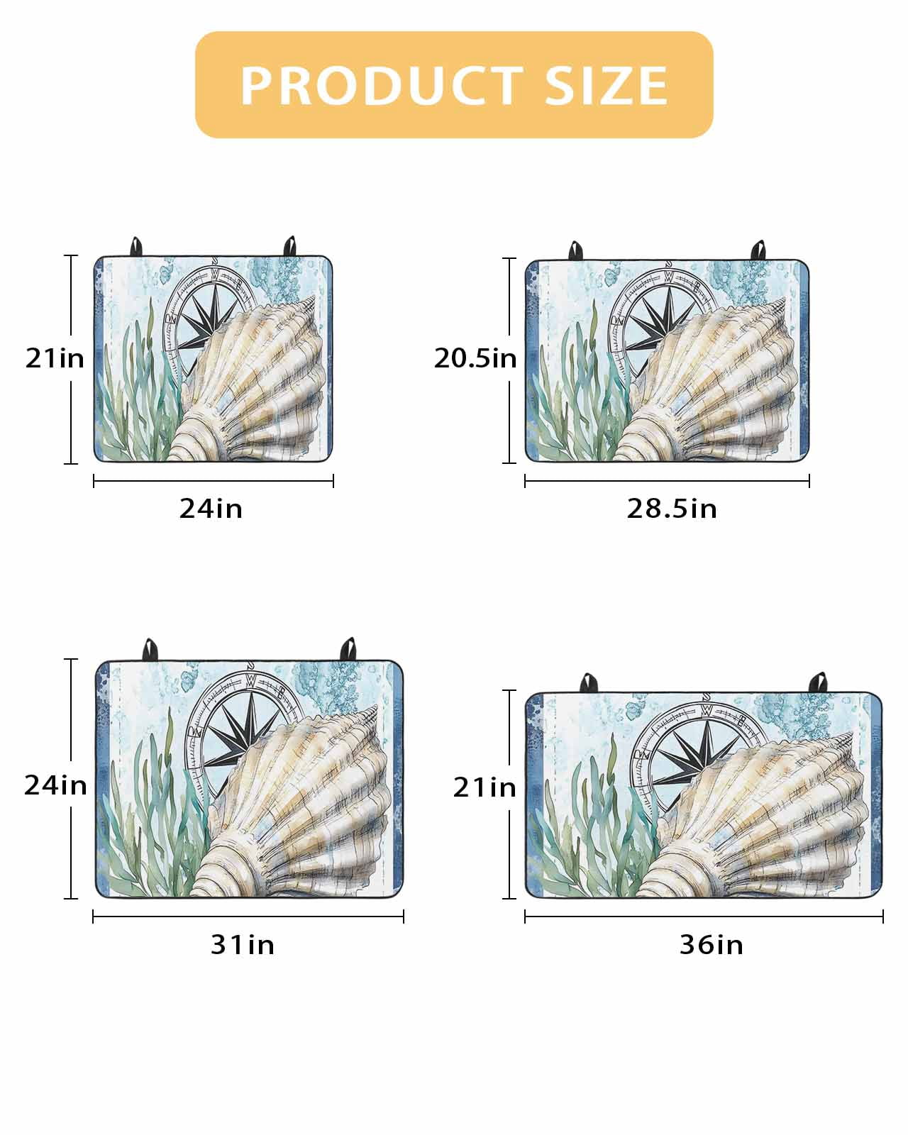 nqOlkjepod Large Induction Cooktop Protector Mat 24"x21", Coastal Ocean Stove Top Covers for Electric Stove, Summer Nautical Compass Shell Seaweed Stove Burner Cover Mats, Glass Top Stove Cover