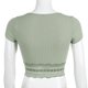 thumbnail image 5 of TRKIYQC Blusas de corte bajo con encaje empalmado floral de manga corta de punto acanalado con parte superior corta sexy de verano para mujer TRKIYQC moderno, 5 of 8