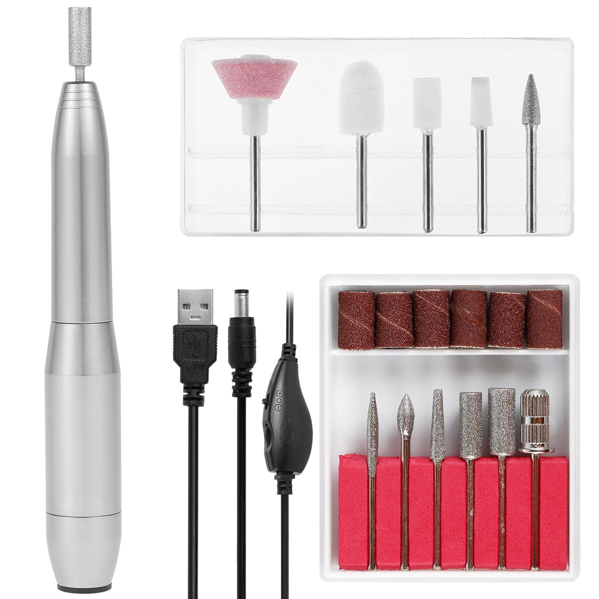 Relax love Electric Nail Files Drill Portable Adjustable Speed ​​​​Nail  Files Kit for Acrylic Gel Nails Manicure Pedicure Polishing Shape Tools for  Home Salon Use,Silver - Walmart.com