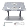 thumbnail image 1 of Aluminum Alloy Laptop Stand with 2 Cooling Fans Foldable Adjustable Laptop Cooling Stand for 10 to 17.3in Laptops Dark Grey, 1 of 4