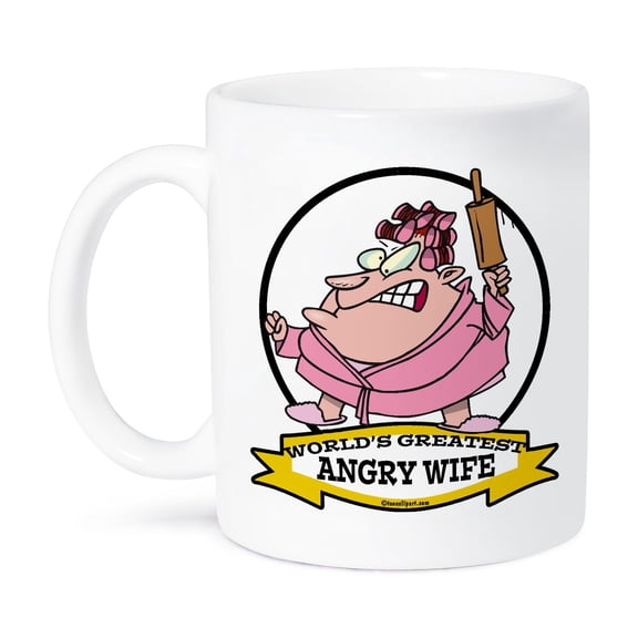 3dRose, Funny Worlds Greatest Angry Wife Marriage Humor Cartoon, 15oz Mug