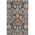 thumbnail image 3 of Safavieh Blossom Collection BLM402A Handmade Navy and Multi Premium Wool Area Rug (5 x 8), 3 of 6
