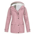 thumbnail image 1 of Women Raincoat Waterproof Trench Coat Warm Hooded Windbreaker Long rain Jacket, 1 of 4