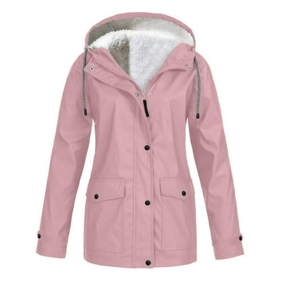 Women's Winter Outdoor Jacket Warm Hooded Long Zipper Long Sleeve Plus Fleece Jacket Coats,Green,S-5XL