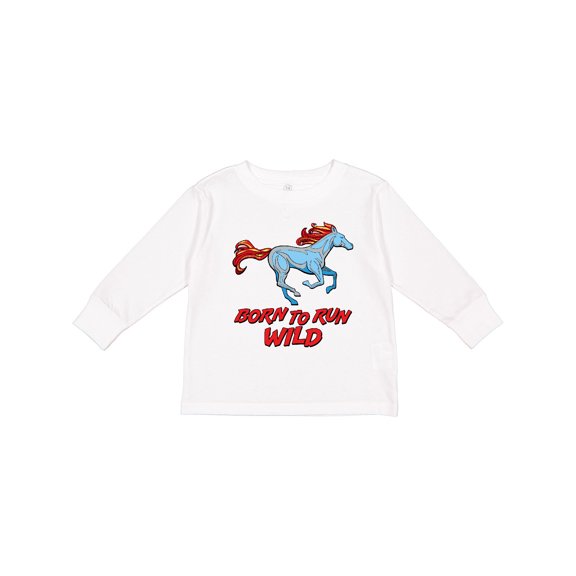 Inktastic Born to Run Wild Galloping Horse Boys or Girls Long Sleeve Toddler T-Shirt