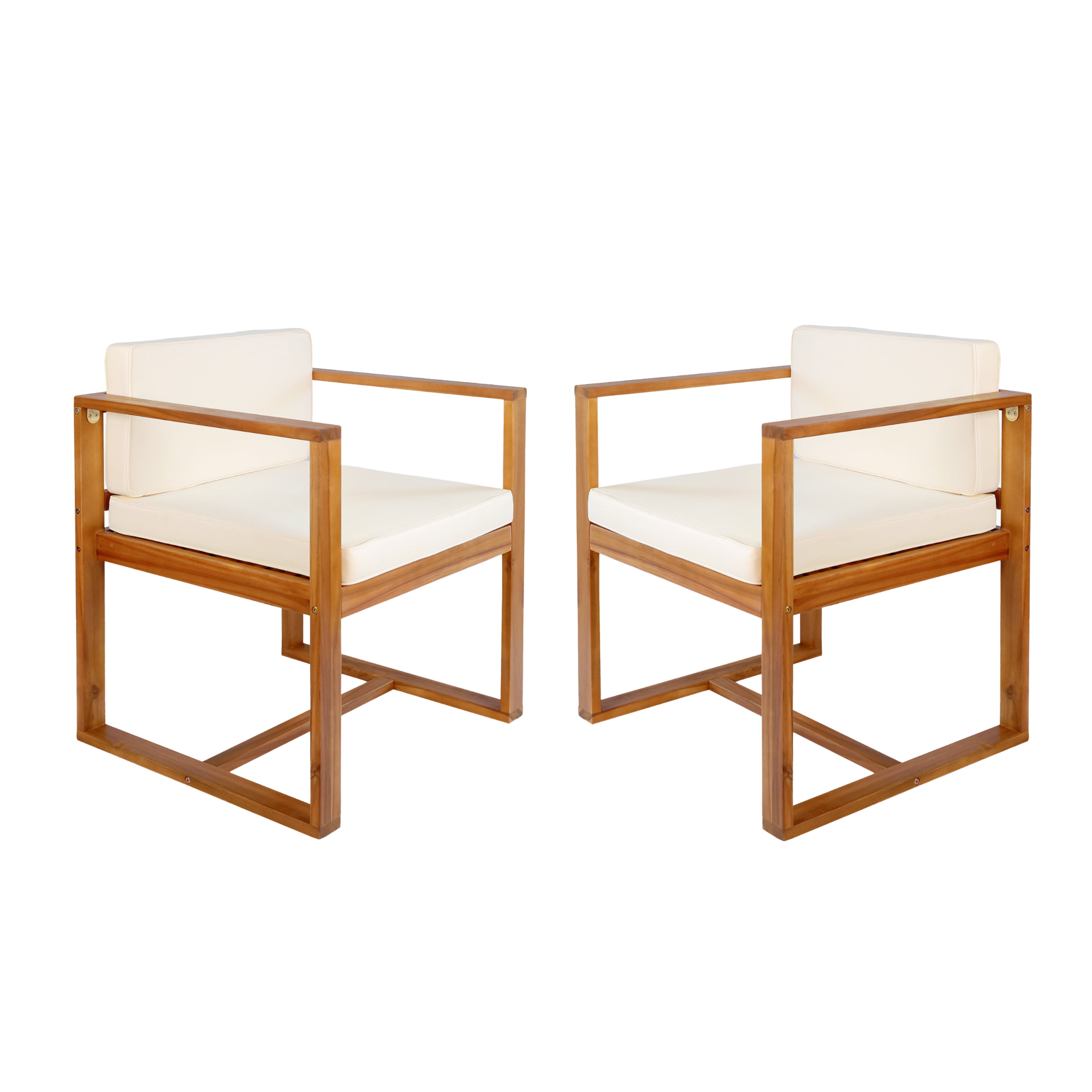 MAYEERTY Mid Century Modern Solid Wood Dining Chair with Armrests (SET OF 2) for Vanity For Living Room
