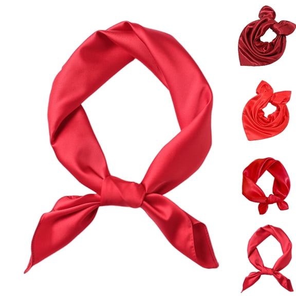 UJNDER Womens Solid Color Square Scarf 70cm for Shirt Matching Work Wear and Performance Hair Tie Accessory Neck Scarf for Women,03_Red,One Size