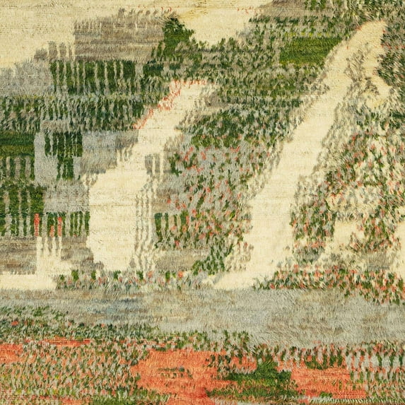 Ahgly Company Machine Washable Indoor Square Abstract Ginger Brown Green Area Rugs, 7' Square