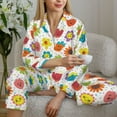 thumbnail image 6 of Fotbe Cartoon Flowers Pattern Long Sleeve Pajama Set for Women,Sleepwear Set,2-piece Loungewear Set,Soft PJs Comfy Nightwear with Pockets -Large, 6 of 7