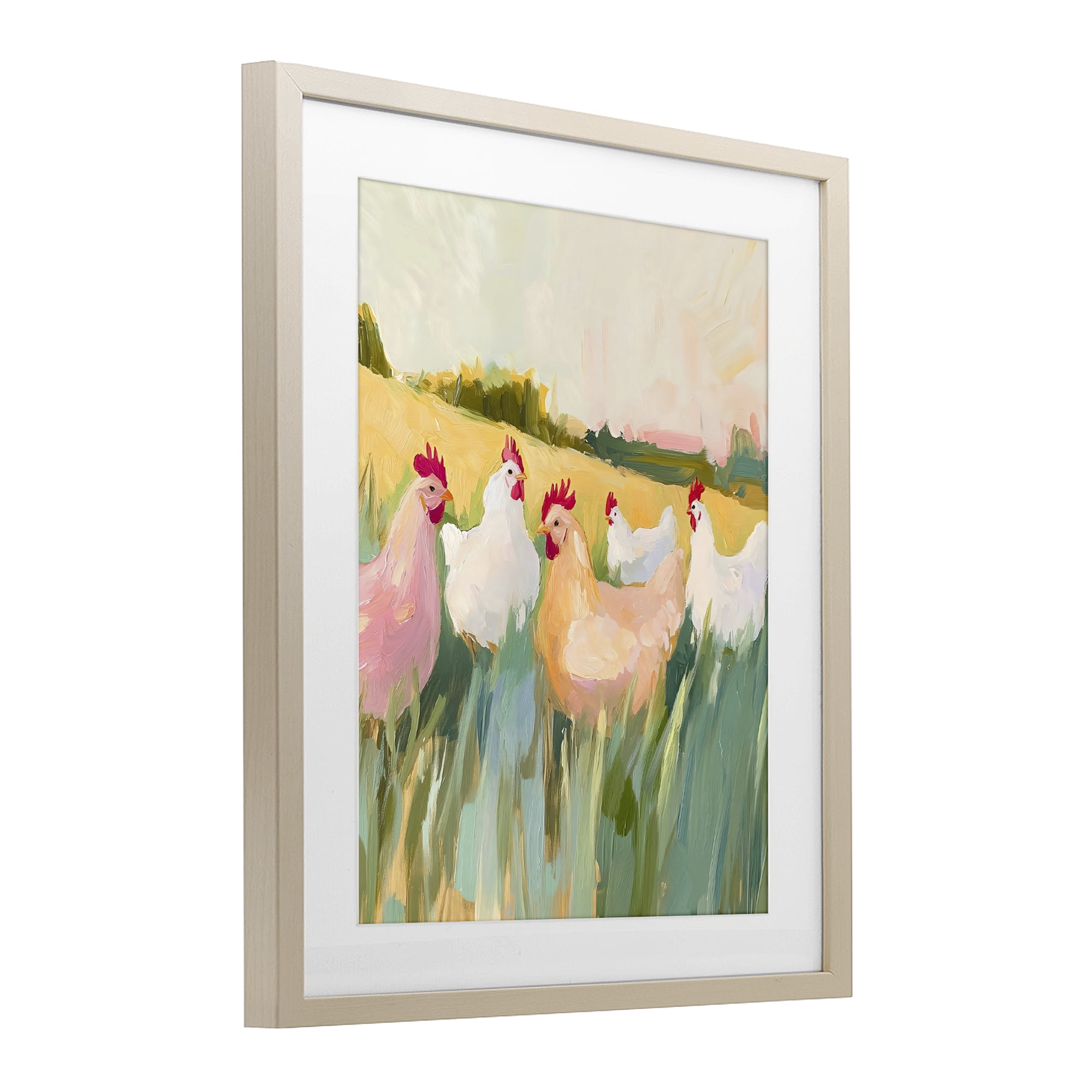 Stupell Industries Sunlit Flock of Chickens Birch Framed Print Under Glass, design by The Prints Vibe