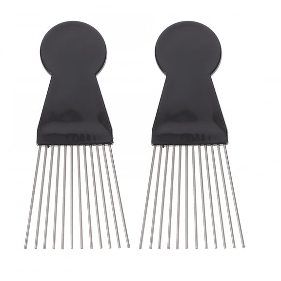 VANIDO Hair Pick Comb for Men and Women - 2pcs Black Metal Afro Comb