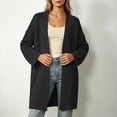 thumbnail image 2 of Otvok Women Textured Rib Knit Open Front Cardigan, Long Drop Shoulder Sleeve Mid Length Loose Knit Sweater Outerwear, 2 of 7