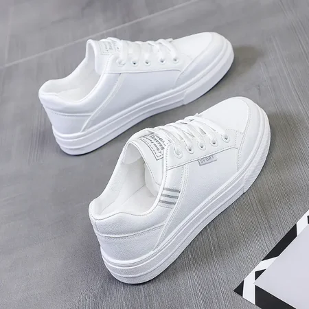 

Women‘s Casual Sneakers Fashion All-match White Shoes Lace-up Flat Skate Shoes