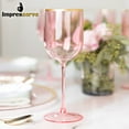 thumbnail image 2 of Impresserve 12oz. Disposable Plastic Pink Wine Goblet with Gold Rim - 5 Count, 2 of 6