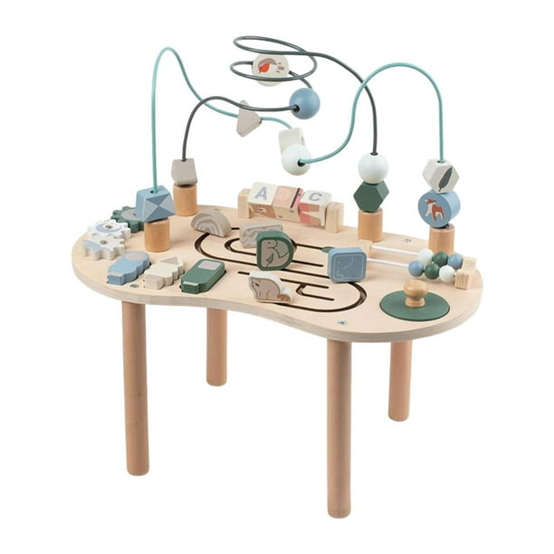 Tabla de actividades con laberinto de cuentas Bloque de rotación educativa, juguete sensorial de mesa sensorial de madera para niños, niñas infantiles