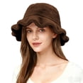thumbnail image 2 of Outfmvch Cold Cap Women's Faux Fur Bucket Hats Fluffy Winter Warm Ladie's Unique Wide Brim Fisherman Cap Winter Hat and Scarf Brown One Size, 2 of 4